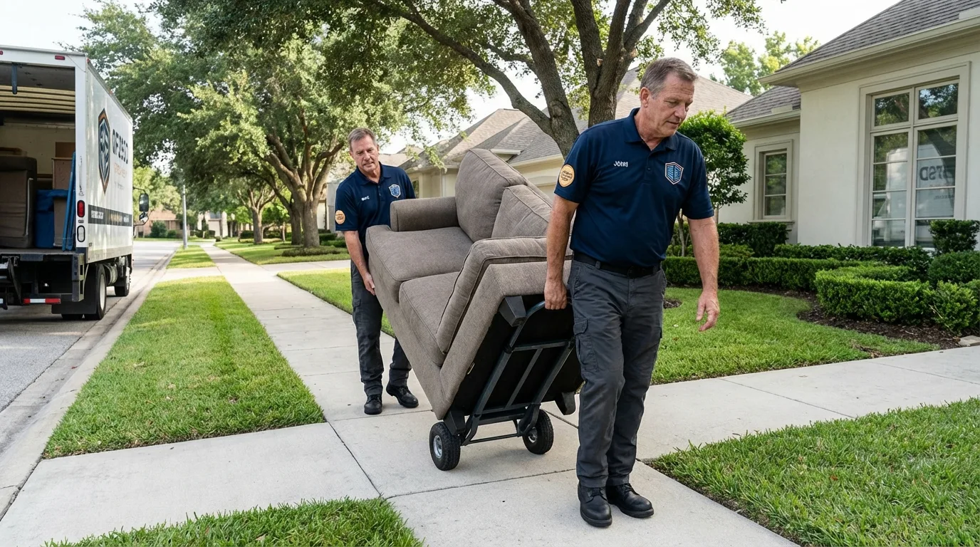 Local residential moving crew loading furniture in Anoka, MN